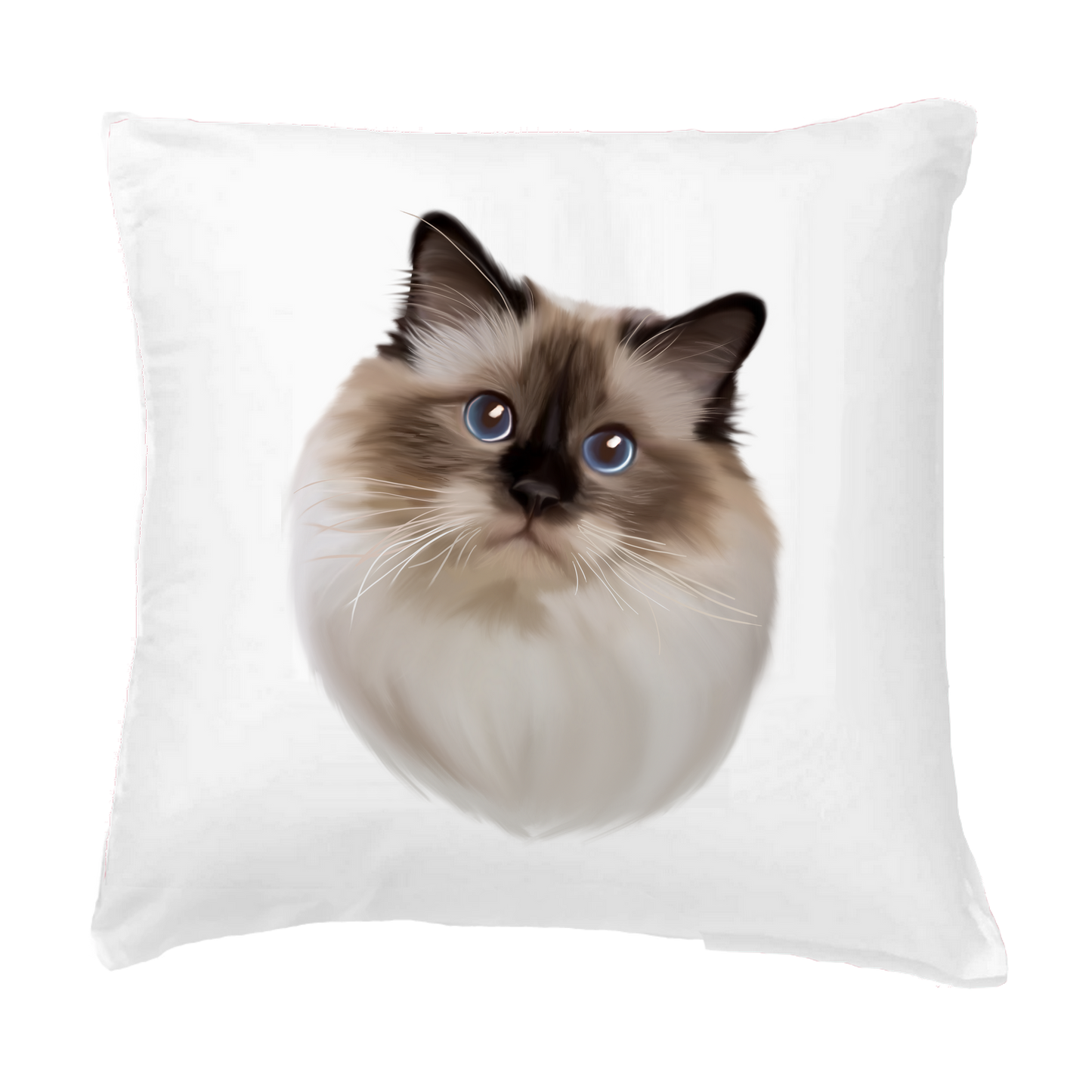 Coussin avec portrait d'un chat sacré de birmanie