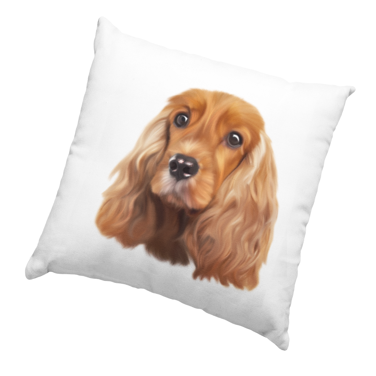 Coussin avec portrait d'un chien cocker