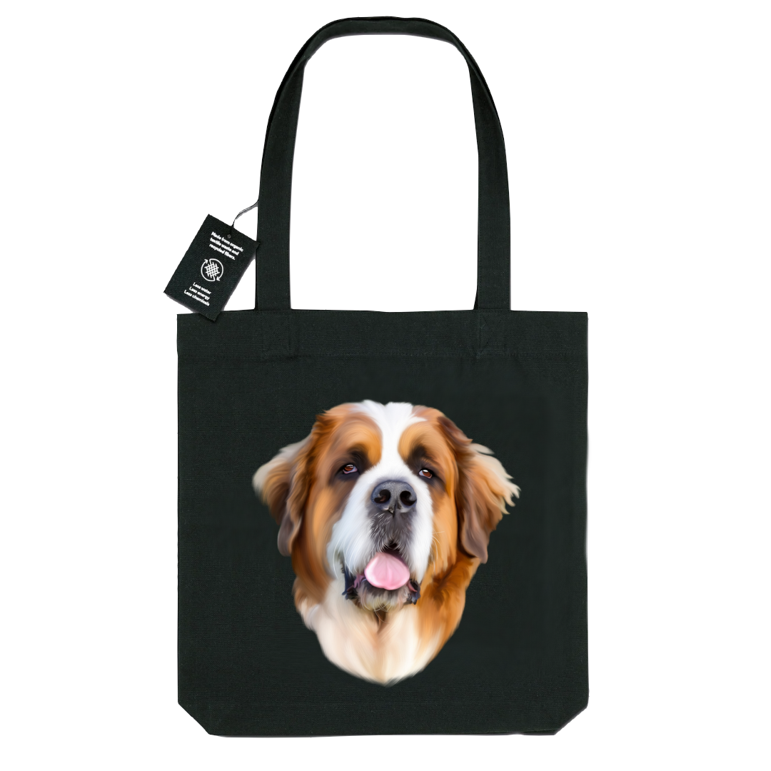 Totebag noir motif saint bernard