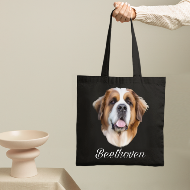 Totebag saint bernard personnalisé avec le prénom Beethoven