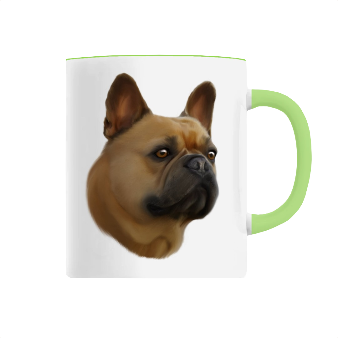 Mug portrait chien bouledogue francais vert