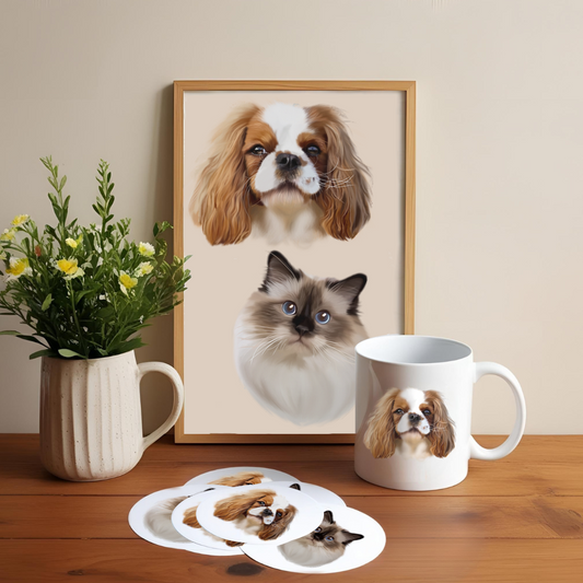 Formule : Les Inséparables (deux portraits + un poster A3 + un mug double face + stickers)