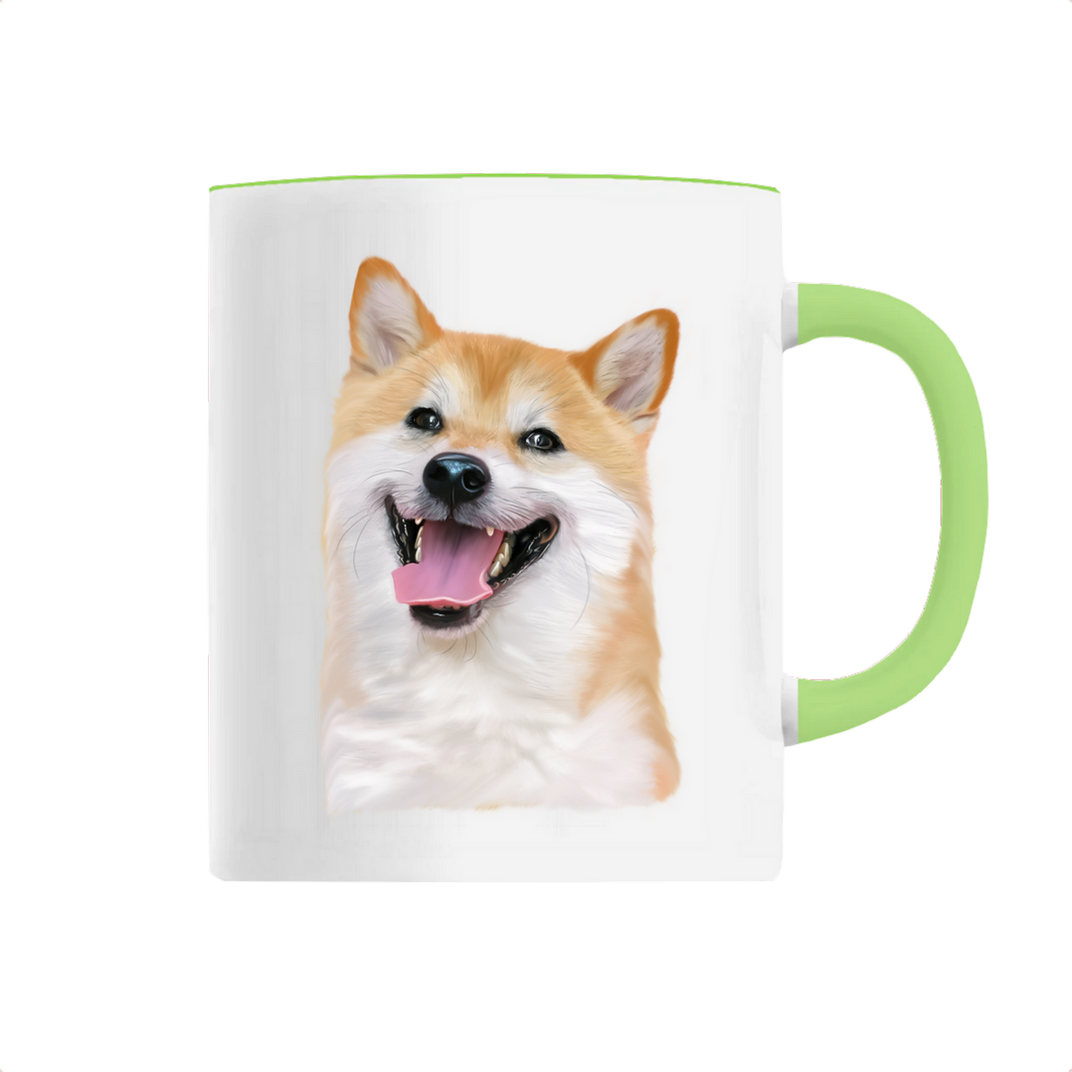 Tasse personnalisable chien shiba verte