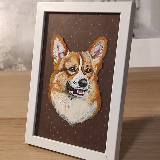Photo d'un portrait personnalisĂ© peinture sur verre d'un corgi