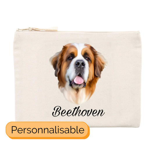 Trousse motif saint bernard personnalisable avec prénom