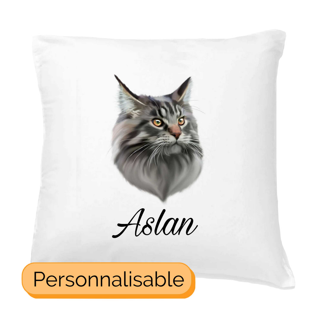 Coussin personnalisable chat maine coon gris