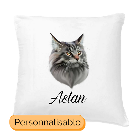 Coussin personnalisable chat maine coon gris