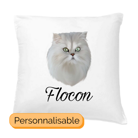 Coussin personnalisable chat persan blanc