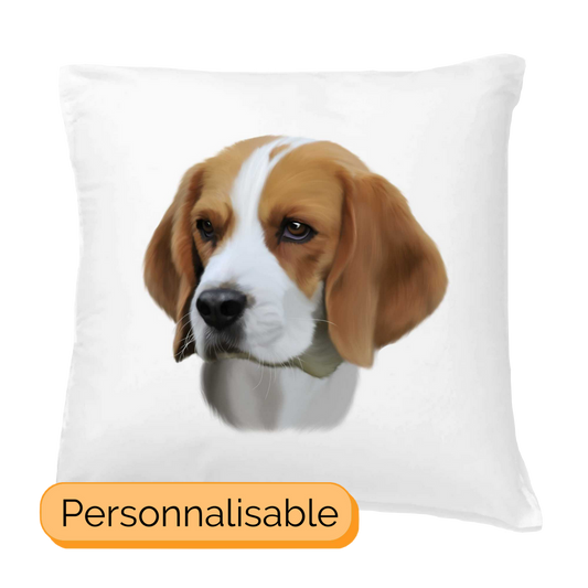 Coussin personnalisable avec nom chien beagle