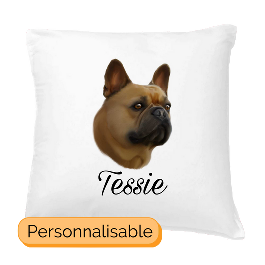 Coussin personnalisable avec nom bouledogue francais