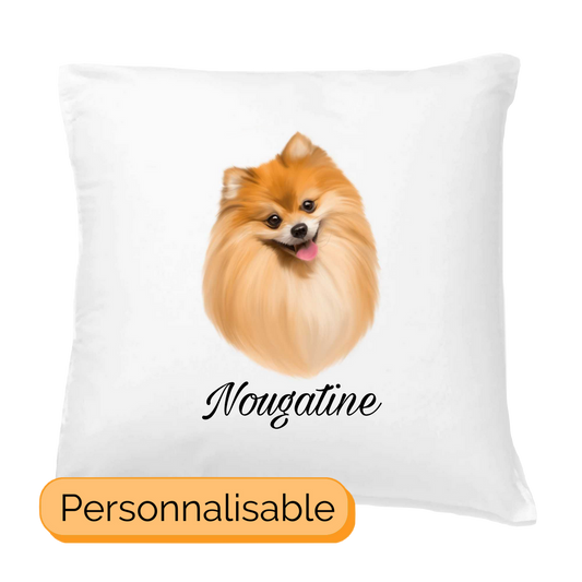 Coussin personnalisable avec nom chien spitz