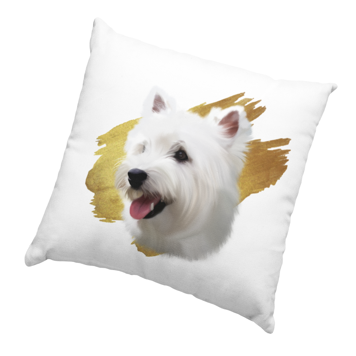 Oreiller petit chien blanc westie