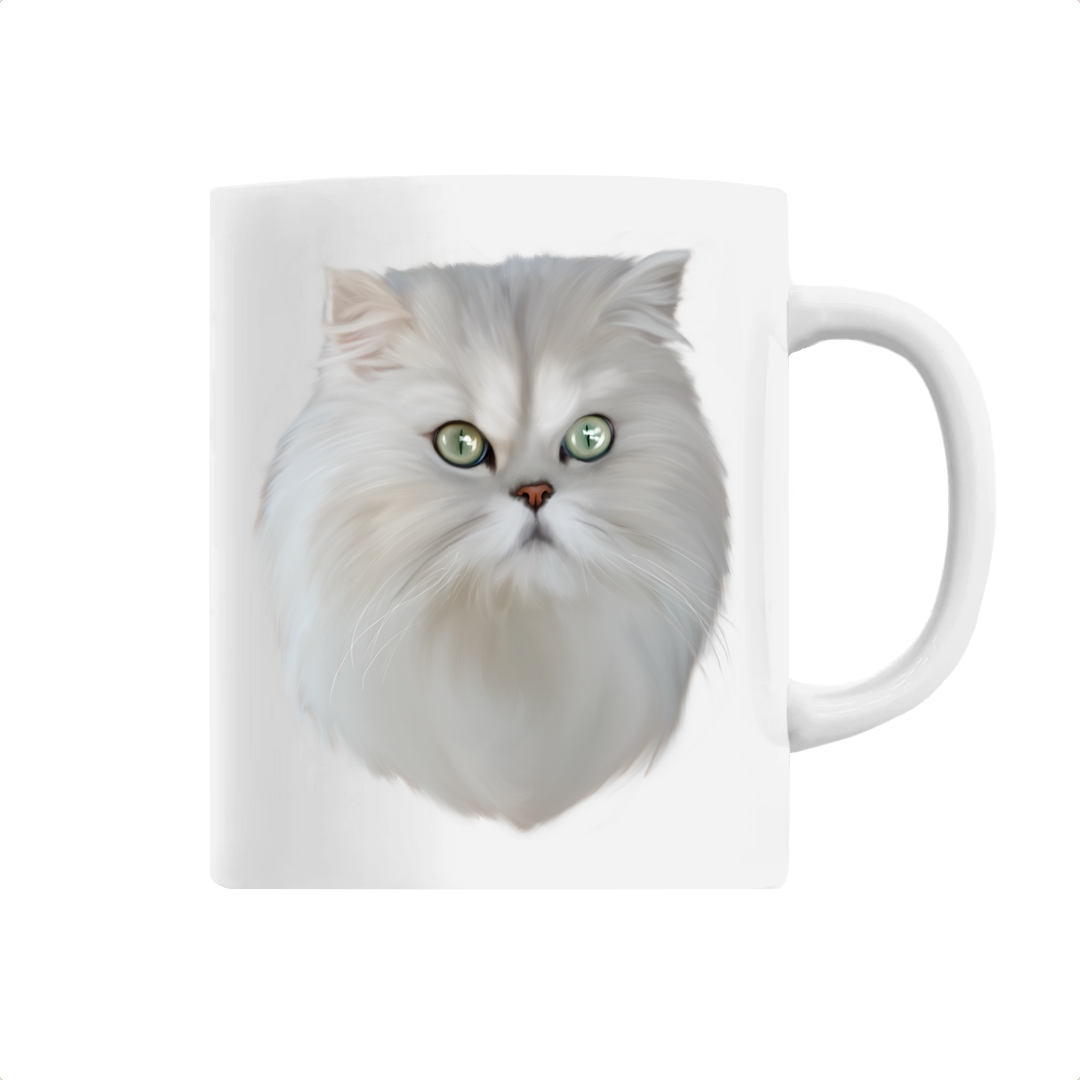 Mug portrait chat persan blanc