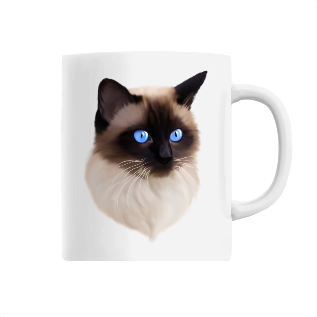 Tasse personnalisable chat siamois blanc