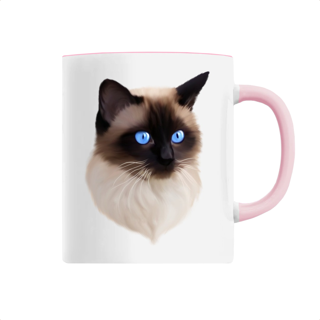 Tasse personnalisable chat siamois rose