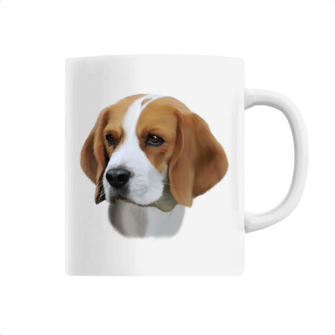 Tasse portrait chien beagle blanc