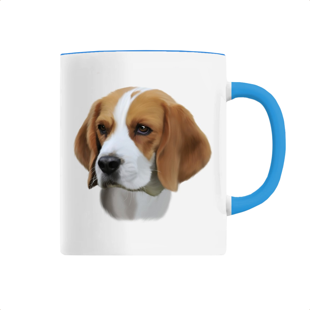 Tasse portrait chien beagle bleue