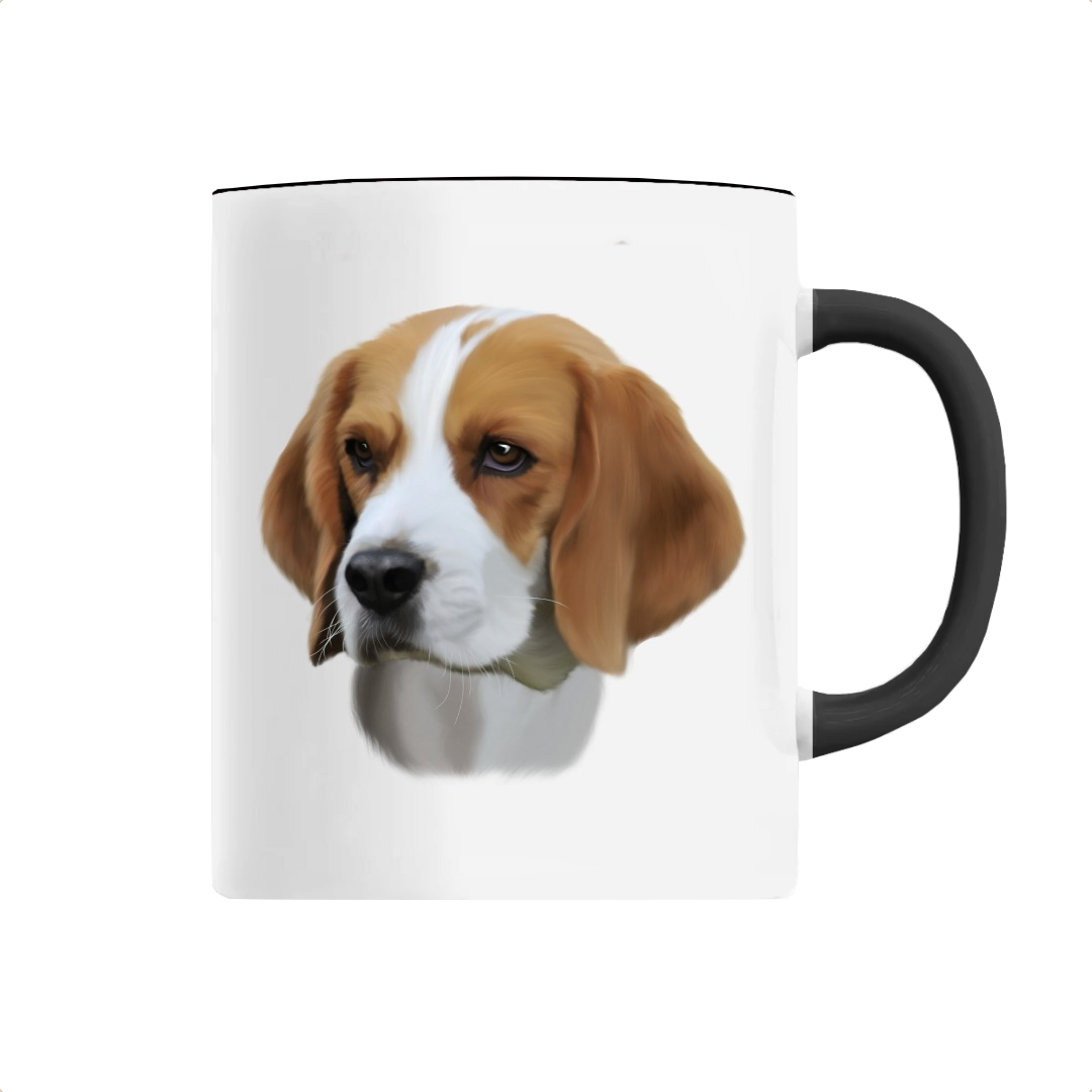 Tasse portrait chien beagle noire