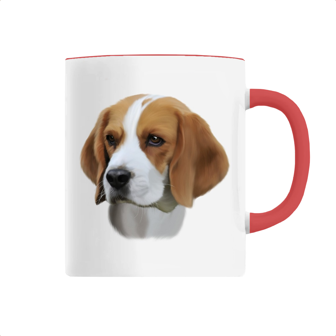 Tasse portrait chien beagle rouge