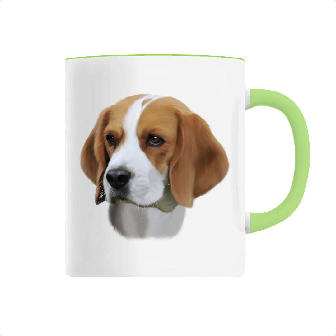 Tasse portrait chien beagle verte