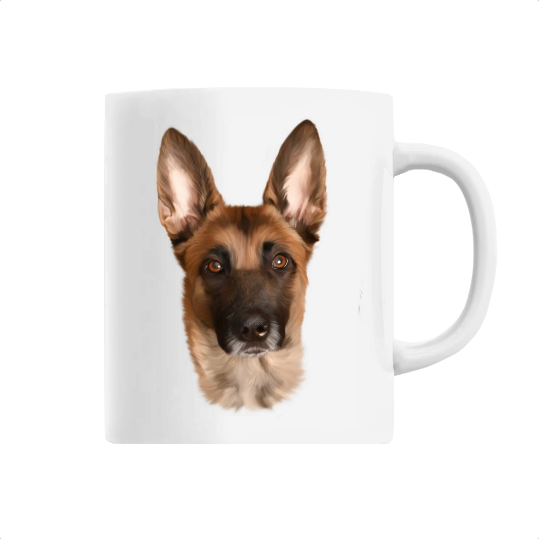 Tasse portrait chien malinois blanc