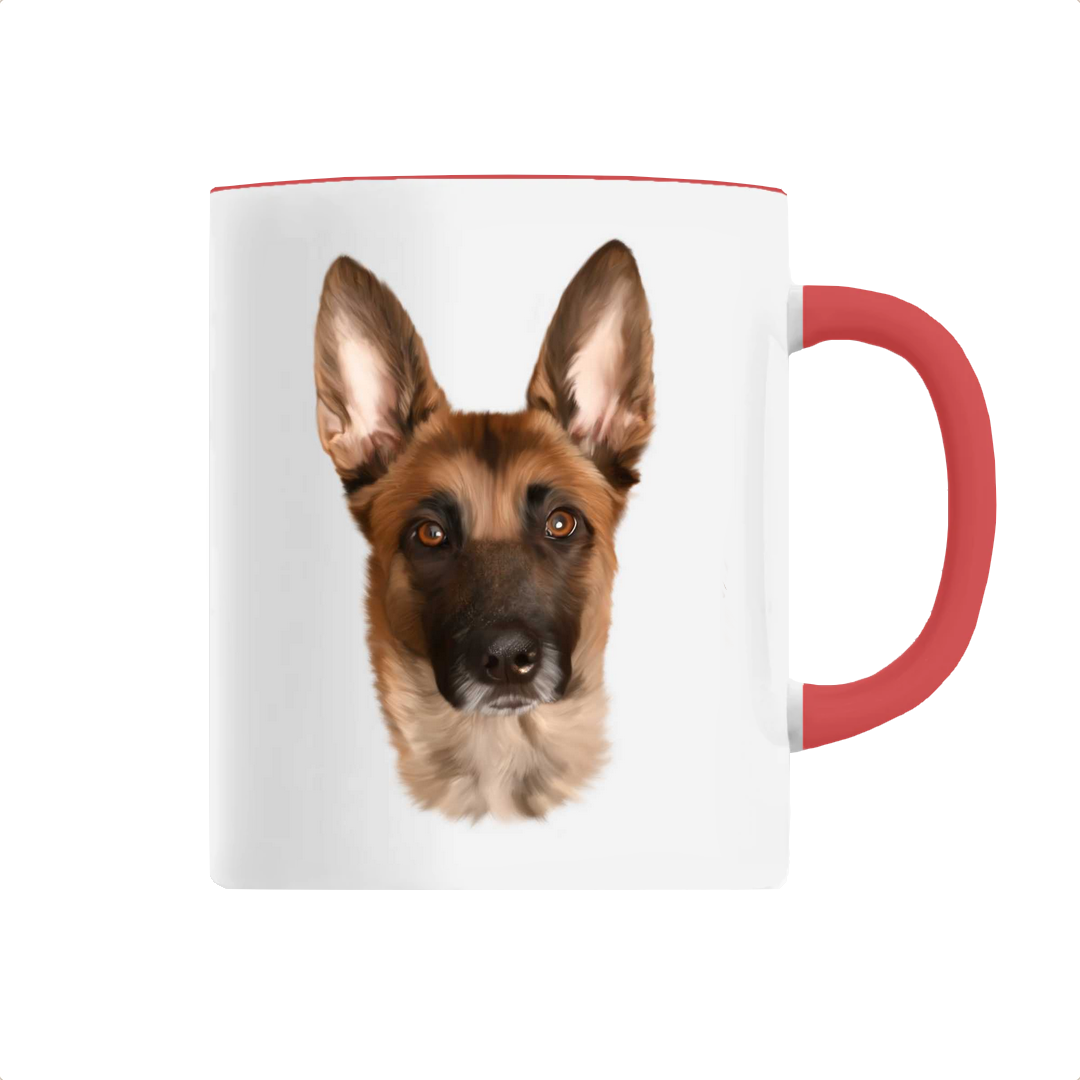 Tasse portrait chien malinois rouge