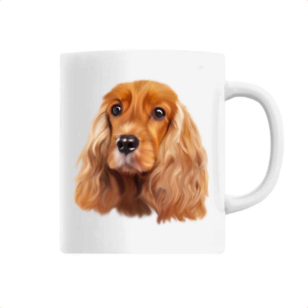 Mug portrait cocker spaniel anglais blanc