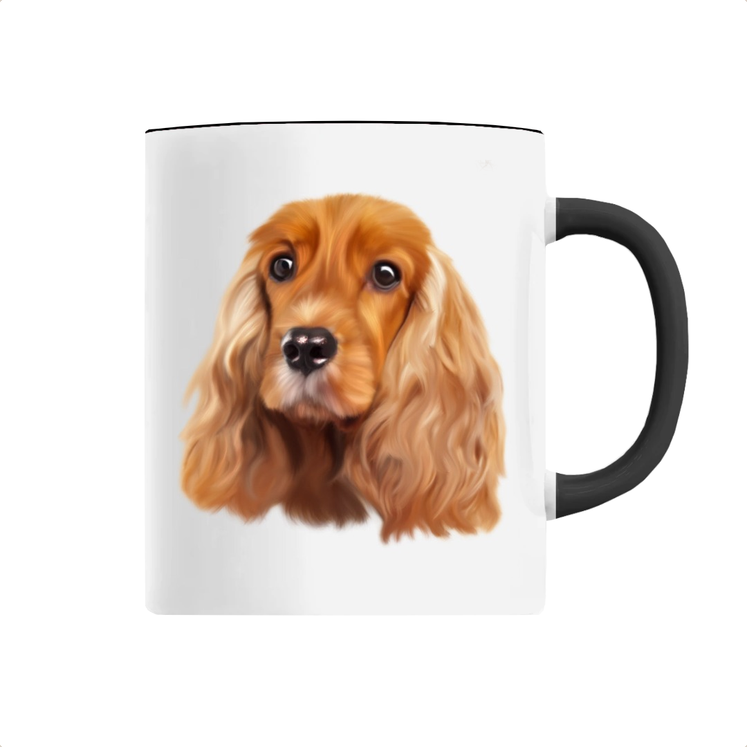 Mug portrait cocker spaniel anglais noir