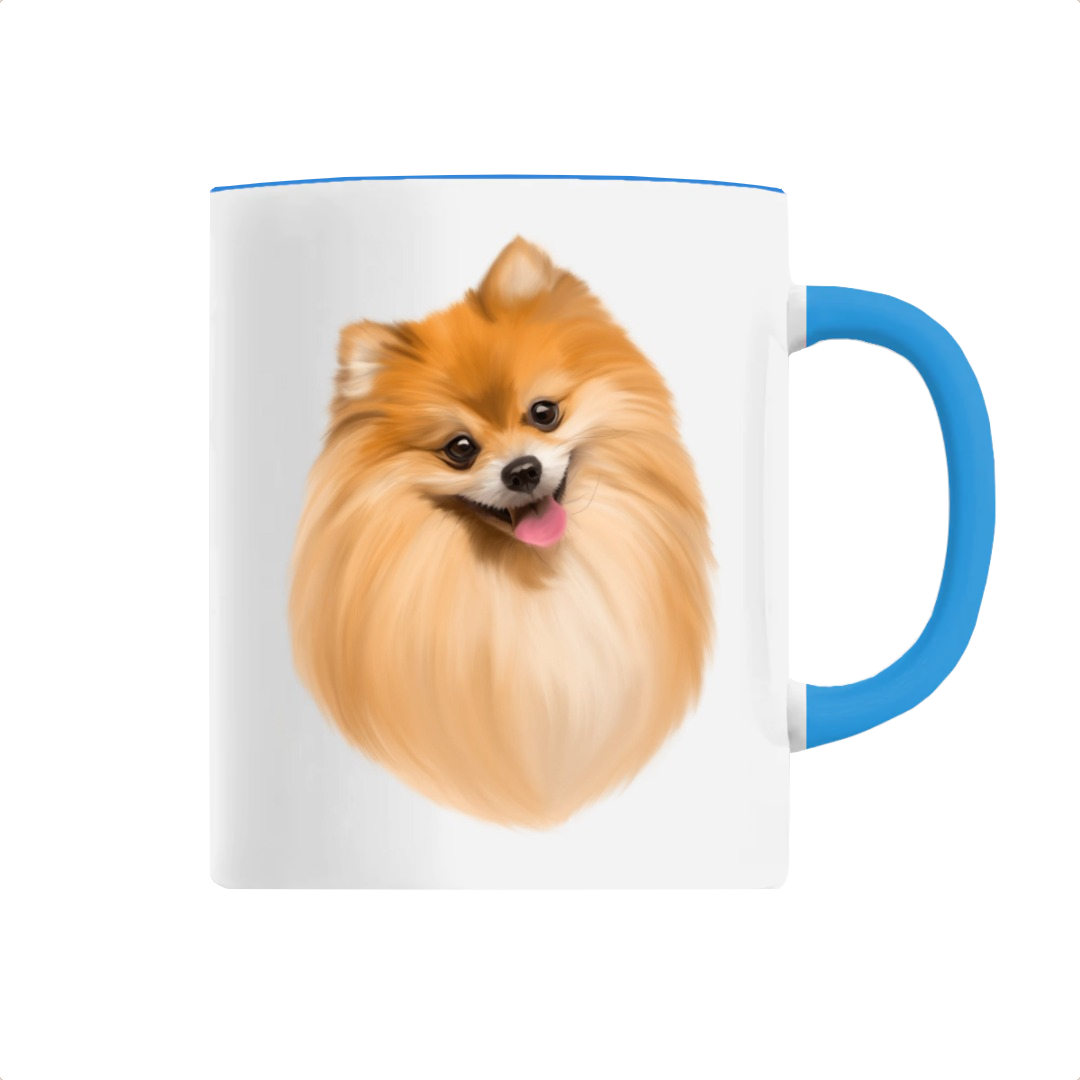 Tasse personnalisable portrait chien spitz bleu