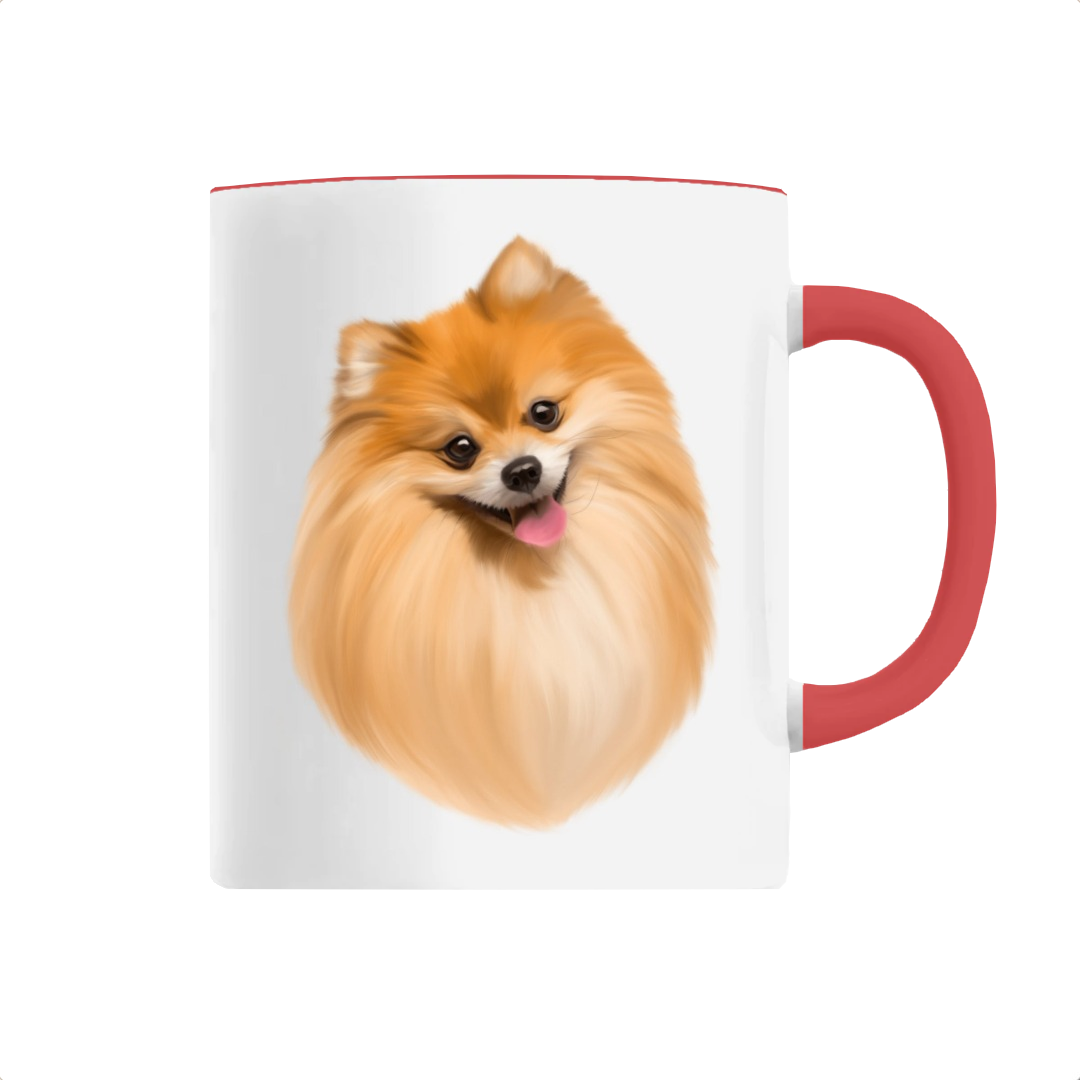 Tasse personnalisable portrait chien spitz rouge