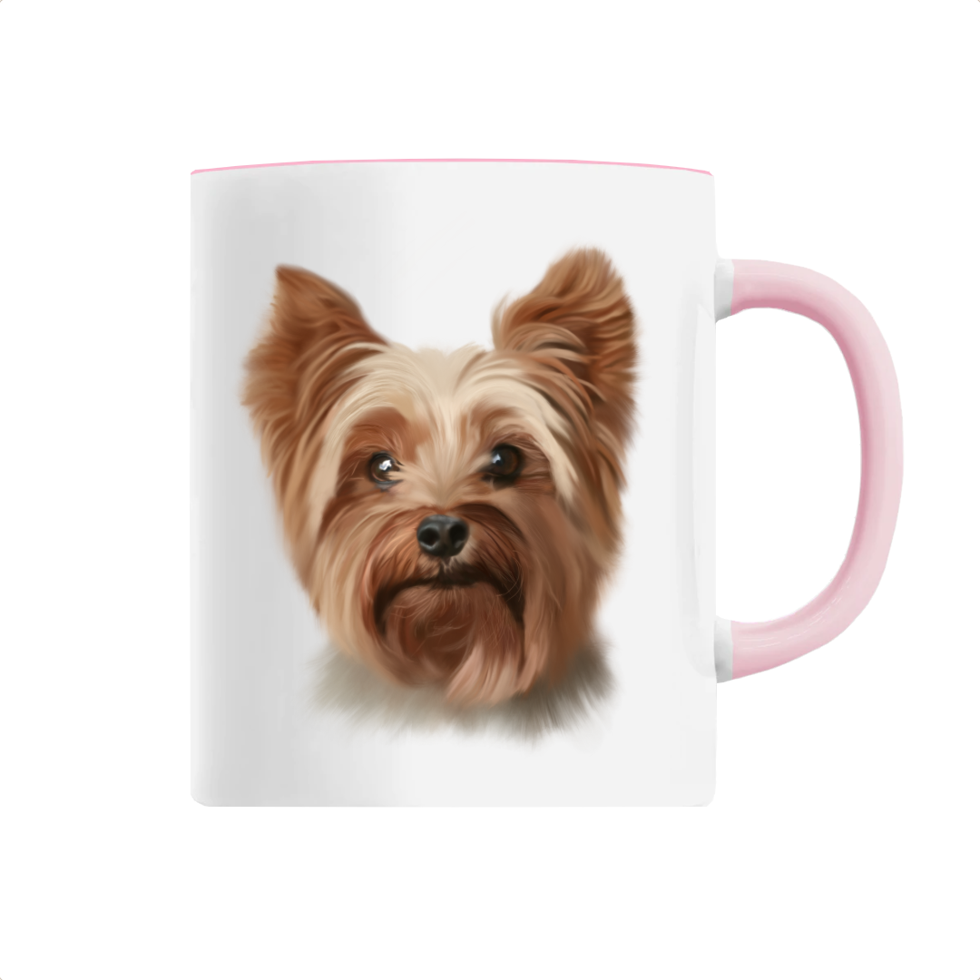 Tasse céramique chien yorkshire rose