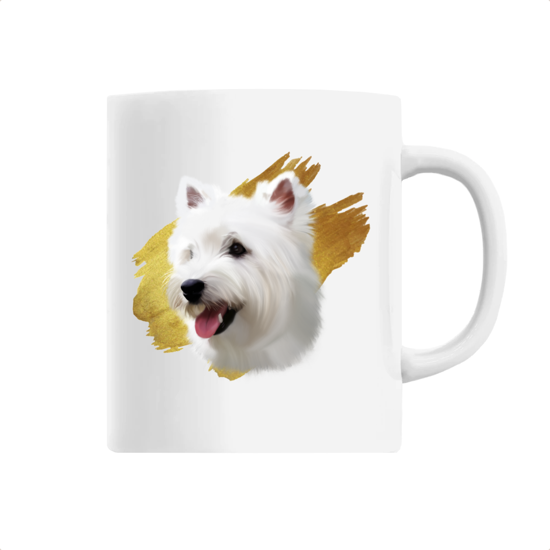 Tasse céramique portrait chien blanc westie blanc