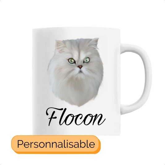 Tasse personnalisable chat persan blanc