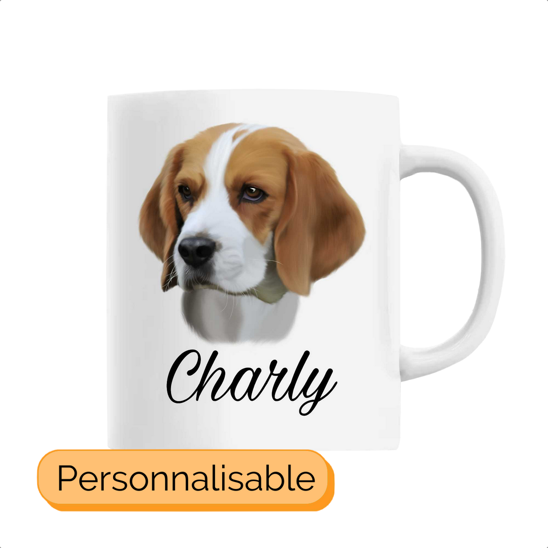 Mug personnalisable avec nom chien beagle