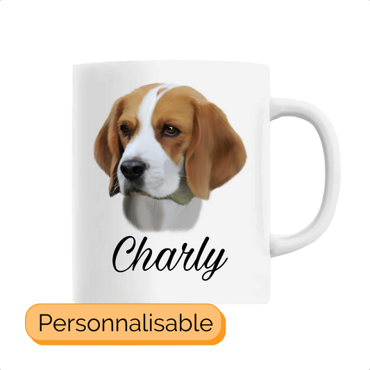Mug personnalisable avec nom chien beagle