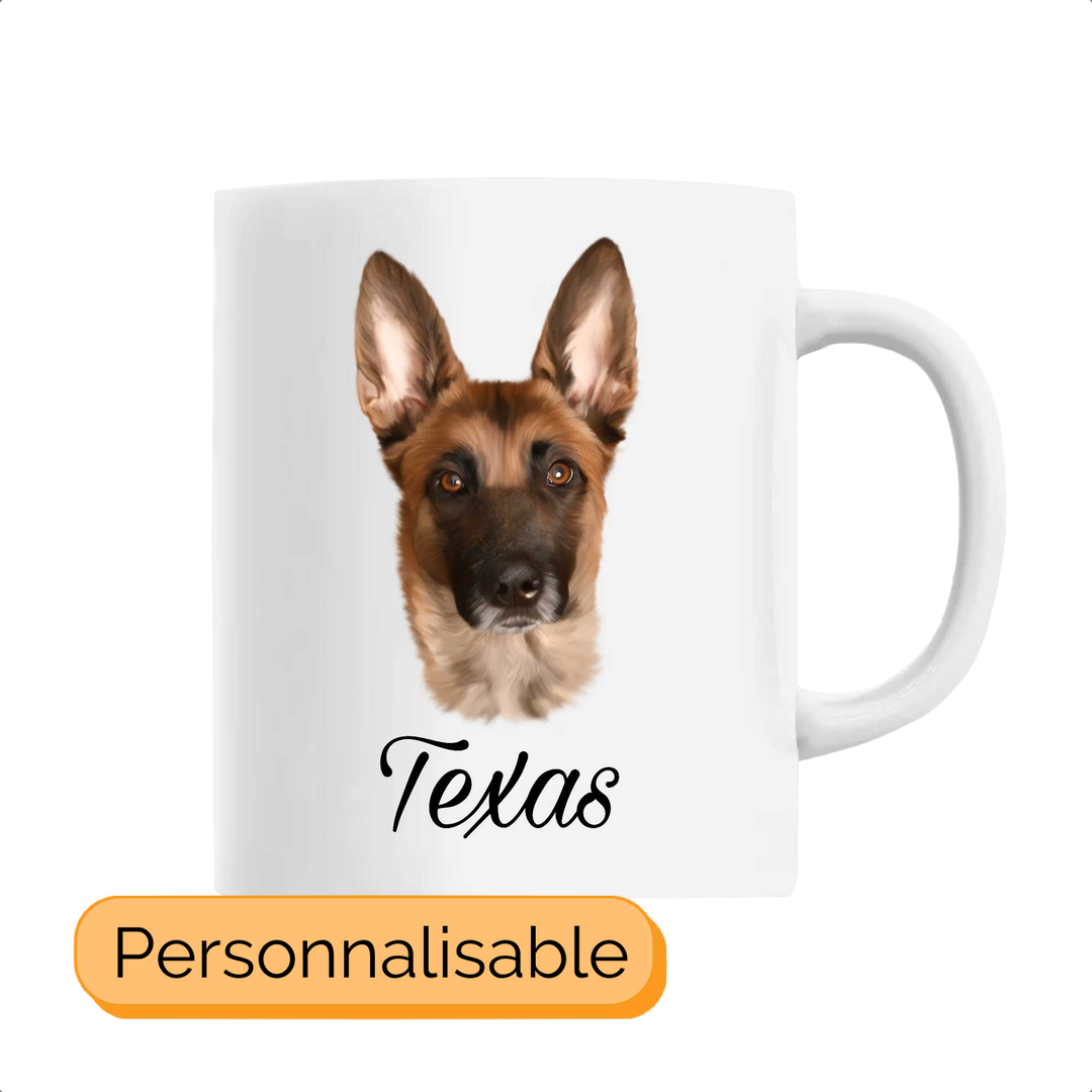 Tasse personnalisable avec nom berger malinois