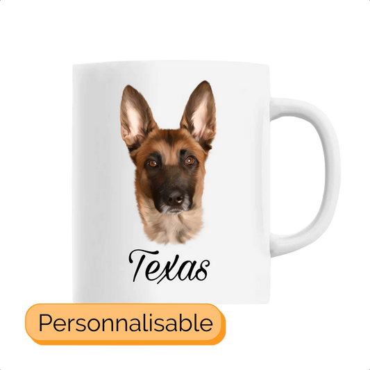 Tasse personnalisable avec nom berger malinois