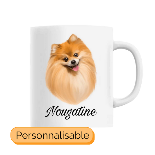 Tasse personnalisable avec nom chien spitz