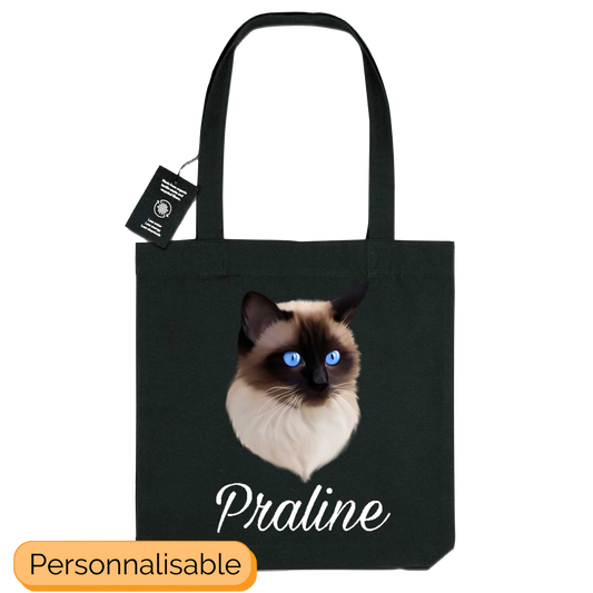 Totebag chat siamois personnalisable
