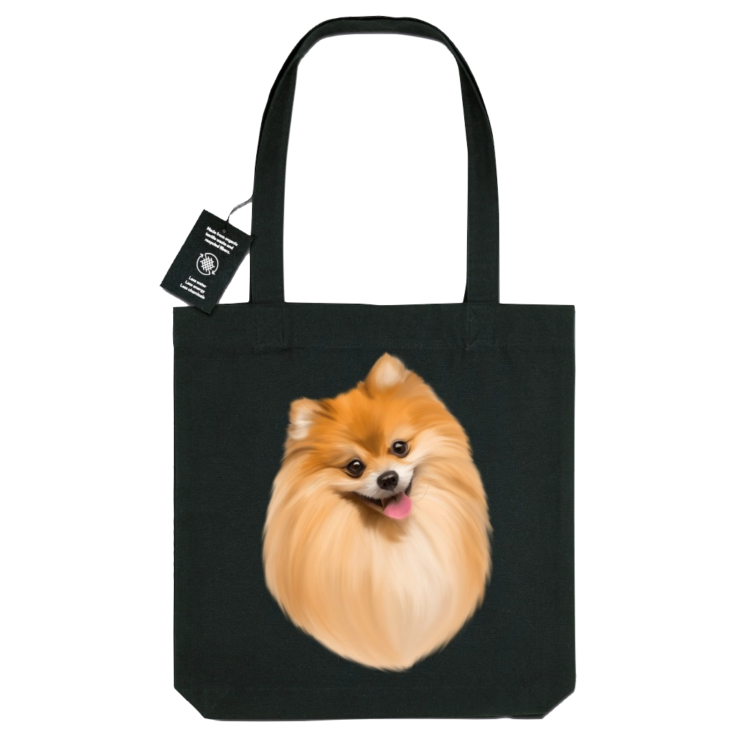 Totebag noir chien spitz