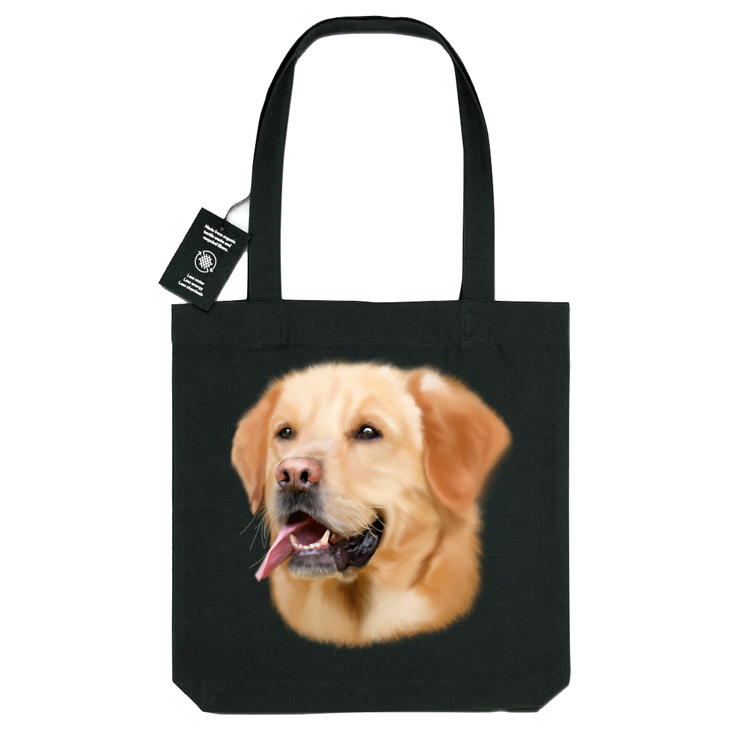 Totebag noir golden retriever