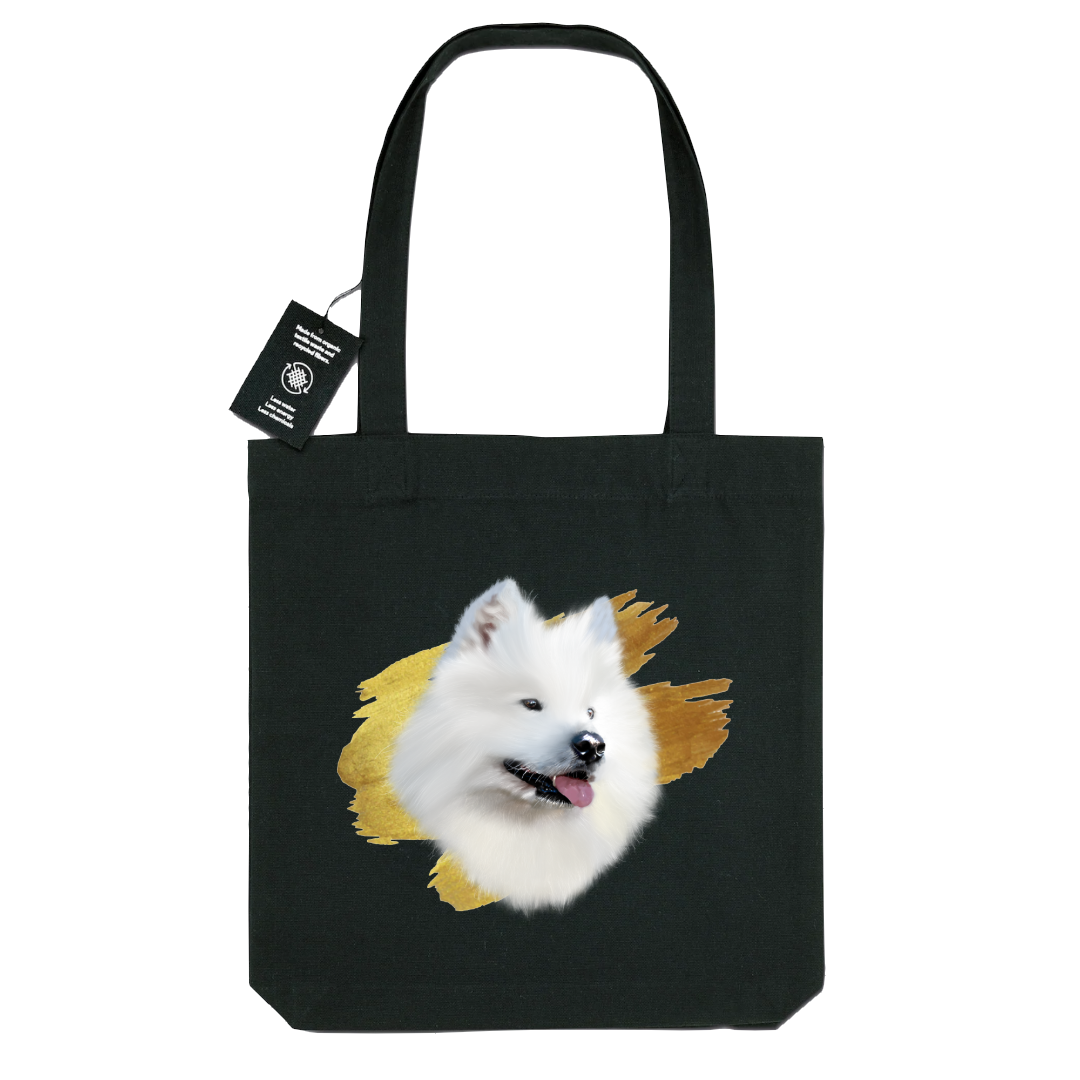 Totebag noir gros chien blanc samoyède