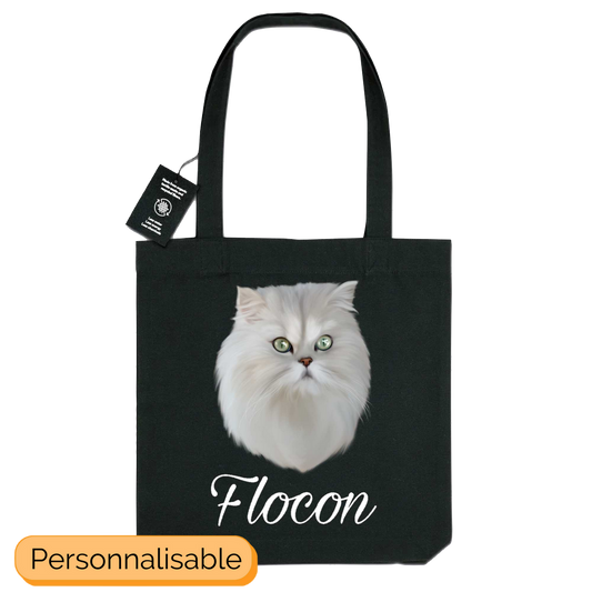 Totebag personnalisable chat persan blanc