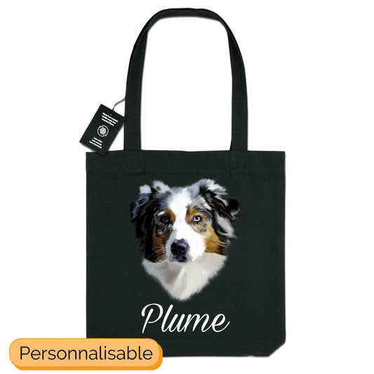 Totebag noir personnalisable berger australien