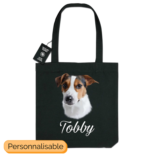 Totebag noir personnalisable jack russell