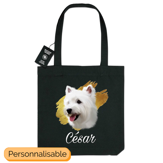 Totebag noir personnalisable westie