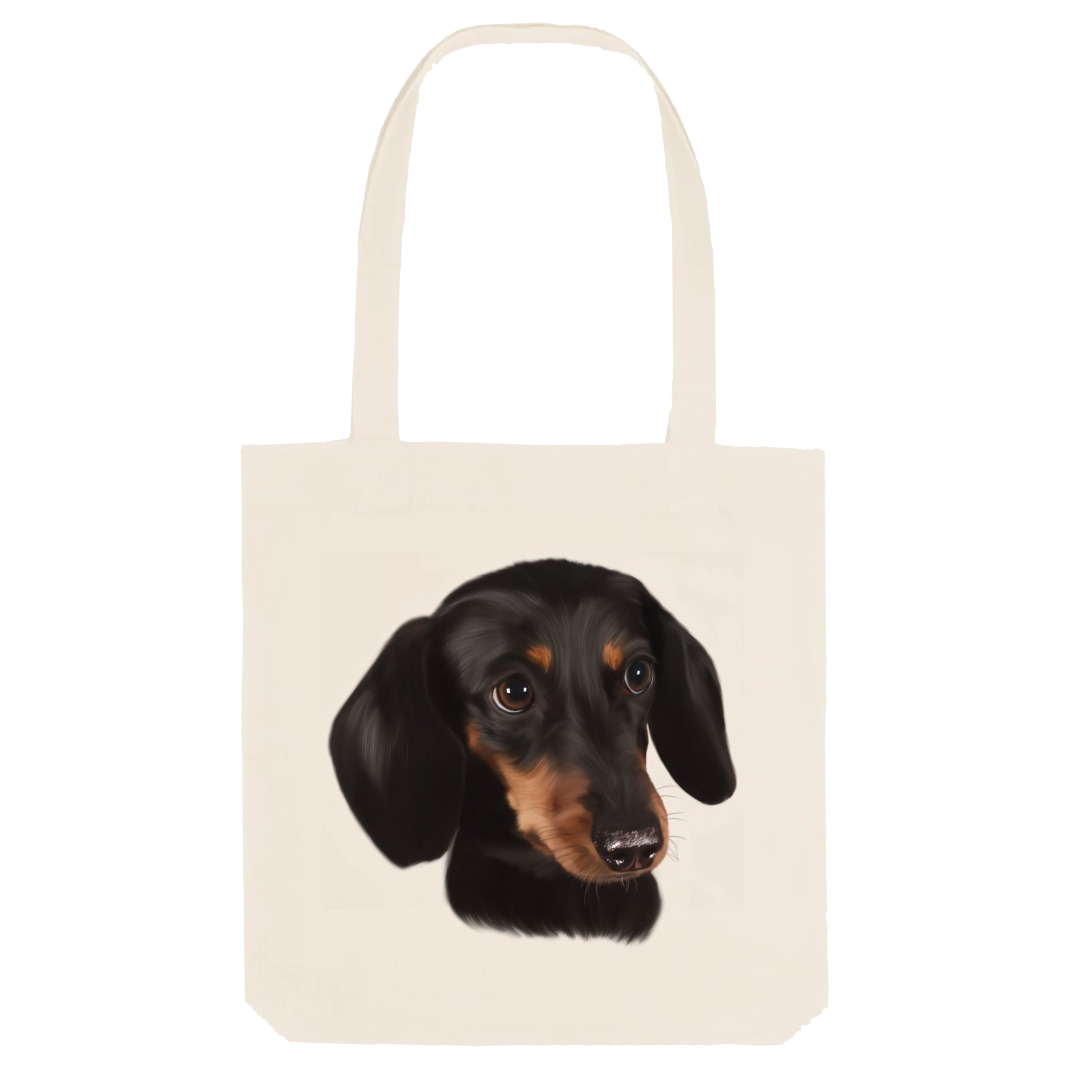 Totebag portrait teckel nain