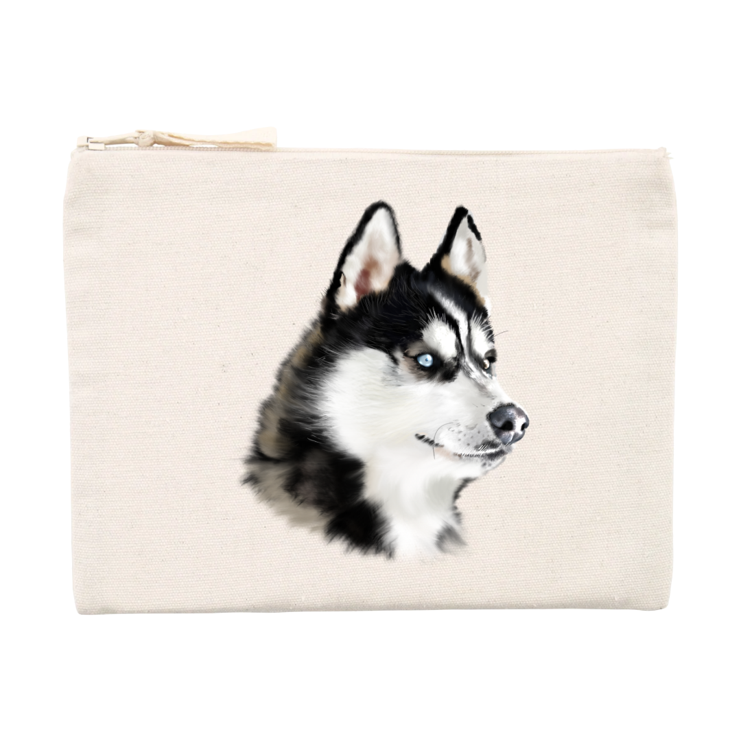 Pochette portrait chien husky