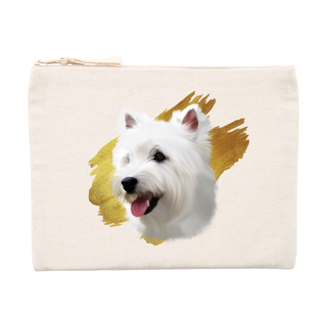 Pochette portrait petit chien blanc westie